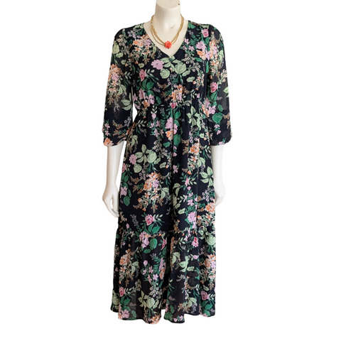 Adore Me Black Floral Dress Size Small NWT