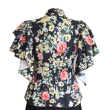 Gracia Flutter Sleeve Floral Top Size Medium