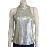 White House Black Market Silk Sequin Top Size Large