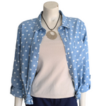 Tommy Hilfiger Polka Dot Chambray Shirt Size Medium