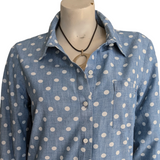 Tommy Hilfiger Polka Dot Chambray Shirt Size Medium