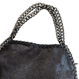 Black Metallic Bag with Chain Trim