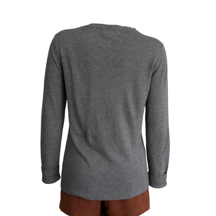 Saks Fifth Avenue Gray Label Sequin Owl Sweater Size XS