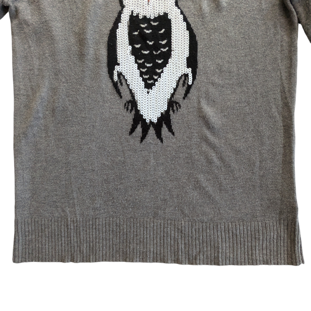 Saks Fifth Avenue Gray Label Sequin Owl Sweater Size XS