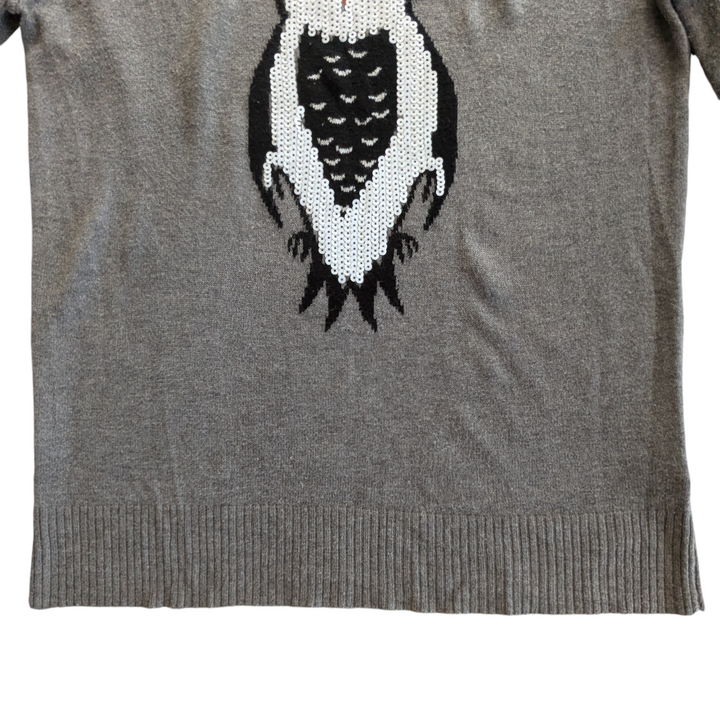 Saks Fifth Avenue Gray Label Sequin Owl Sweater Size XS