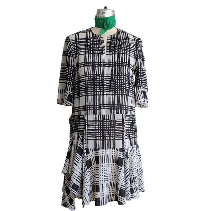 Reiss Lars Monochrome Checked Mini Dress Size 6