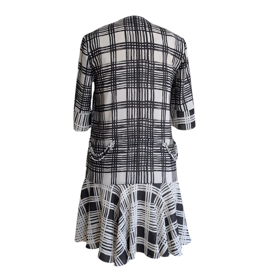 Reiss Lars Monochrome Checked Mini Dress Size 6