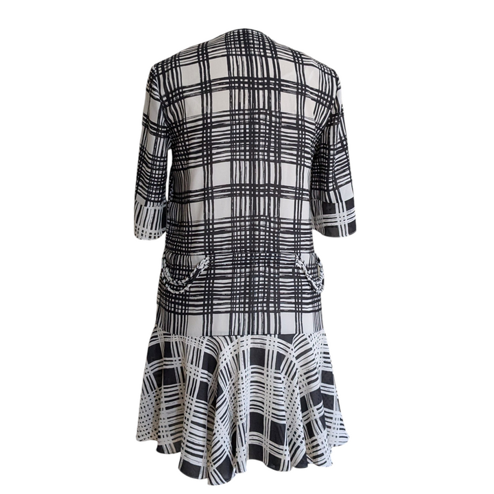 Reiss Lars Monochrome Checked Mini Dress Size 6