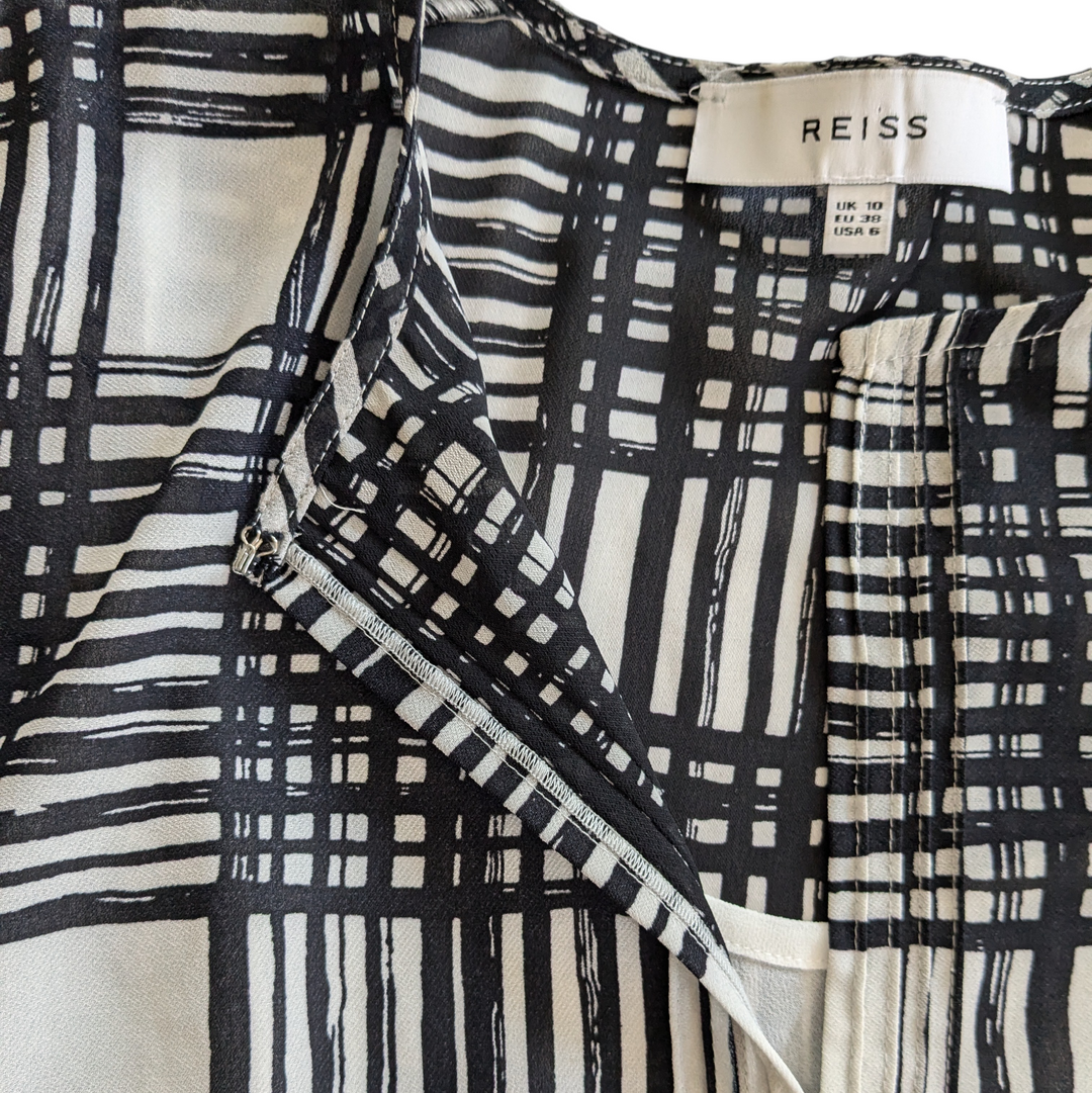 Reiss Lars Monochrome Checked Mini Dress Size 6