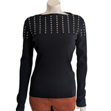 Cache Rivet Embellished Sweater Size Medium