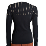 Cache Rivet Embellished Sweater Size Medium