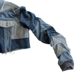 AKIRA Stacked Patchwork Denim Jacket Size Large