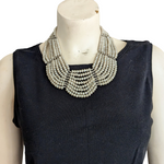 Silver Bead Bib Necklace