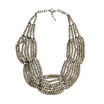 Silver Bead Bib Necklace