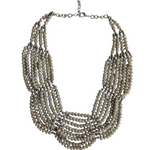 Silver Bead Bib Necklace