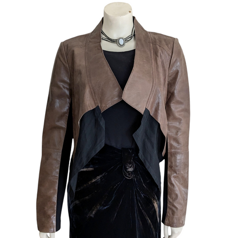 BCBG Lula Cropped Leather Jacket Size Small