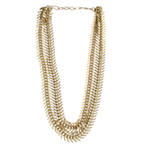 Gold Tone Fishbone Chain Necklace