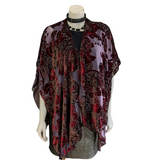 Burn Out Velvet Open Front Poncho