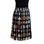 Drama Perfume Bottle Print Silk Skirt Size 8