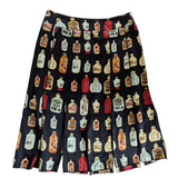 Drama Perfume Bottle Print Silk Skirt Size 8