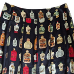 Drama Perfume Bottle Print Silk Skirt Size 8