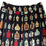 Drama Perfume Bottle Print Silk Skirt Size 8