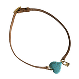 Turquoise Heart on Leather Necklace