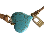 Turquoise Heart on Leather Necklace