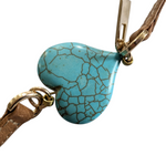 Turquoise Heart on Leather Necklace