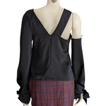 C/MEO Collective Black Satin Top Size Small