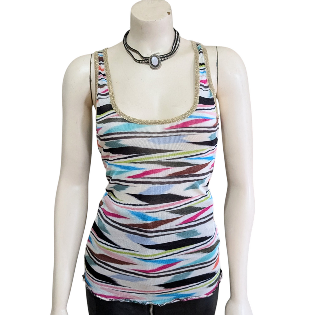 Missoni Vintage Striped Tank Sweater Size 8