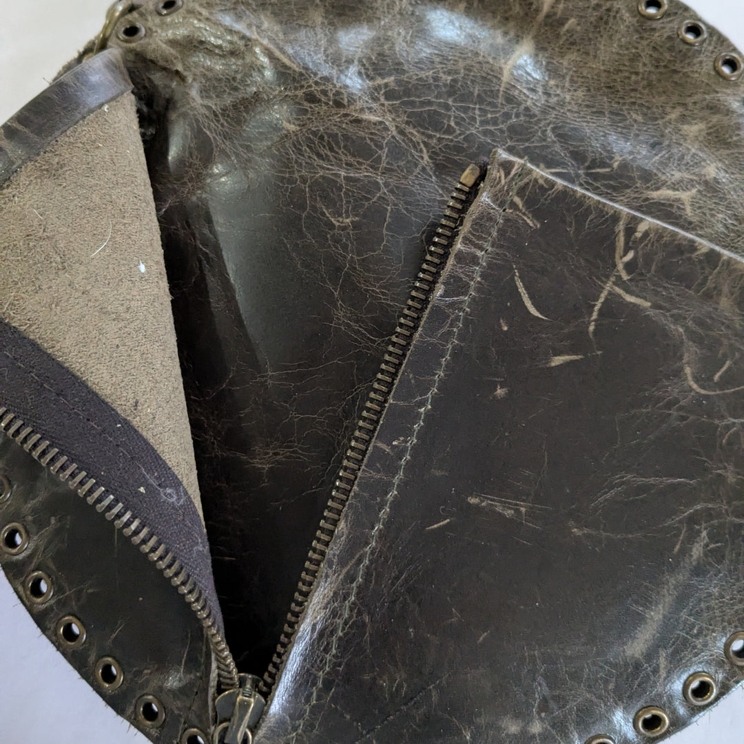 Rebel Designs Distressed Leather Canteen Crossbody Bag