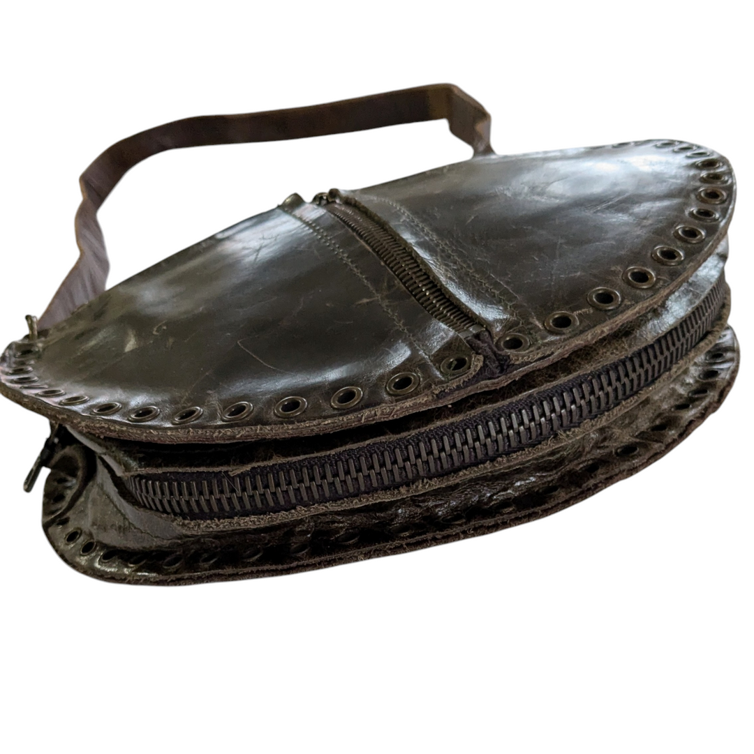Rebel Designs Distressed Leather Canteen Crossbody Bag