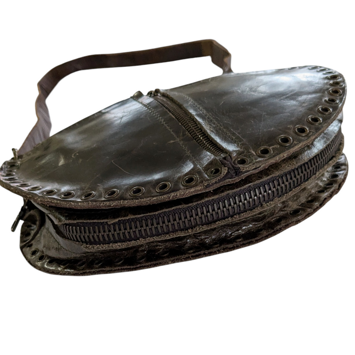 Rebel Designs Distressed Leather Canteen Crossbody Bag
