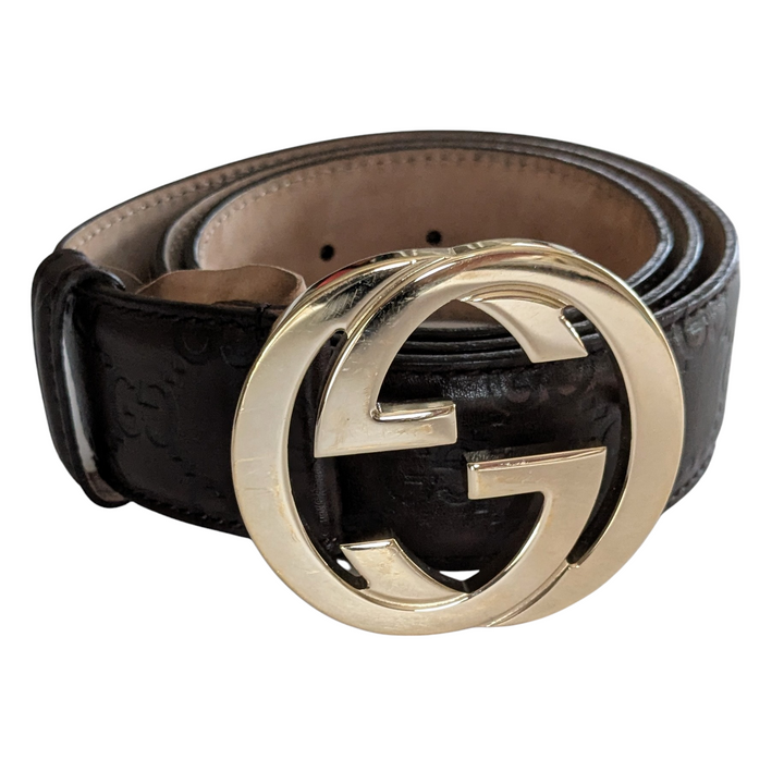 Gucci GG Brown Leather Belt Size 34