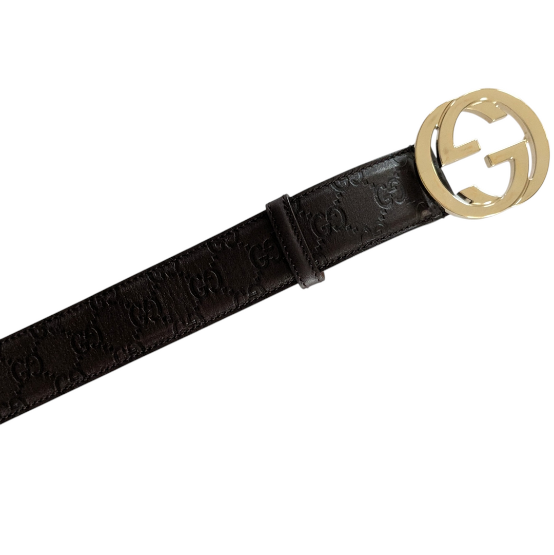 Gucci GG Brown Leather Belt Size 34