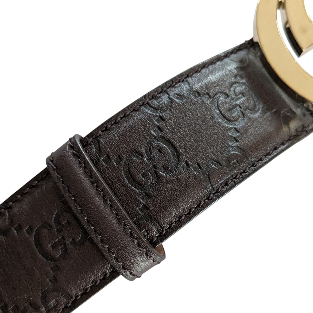 Gucci GG Brown Leather Belt Size 34