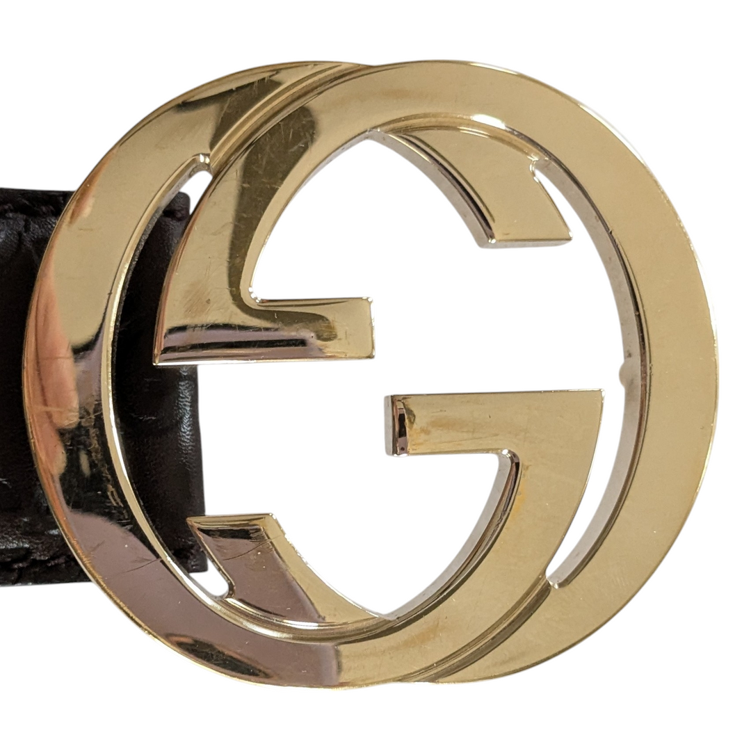 Gucci GG Brown Leather Belt Size 34