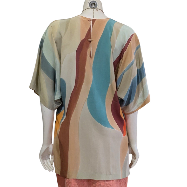 Geometric Print Silk Tunic Size Large