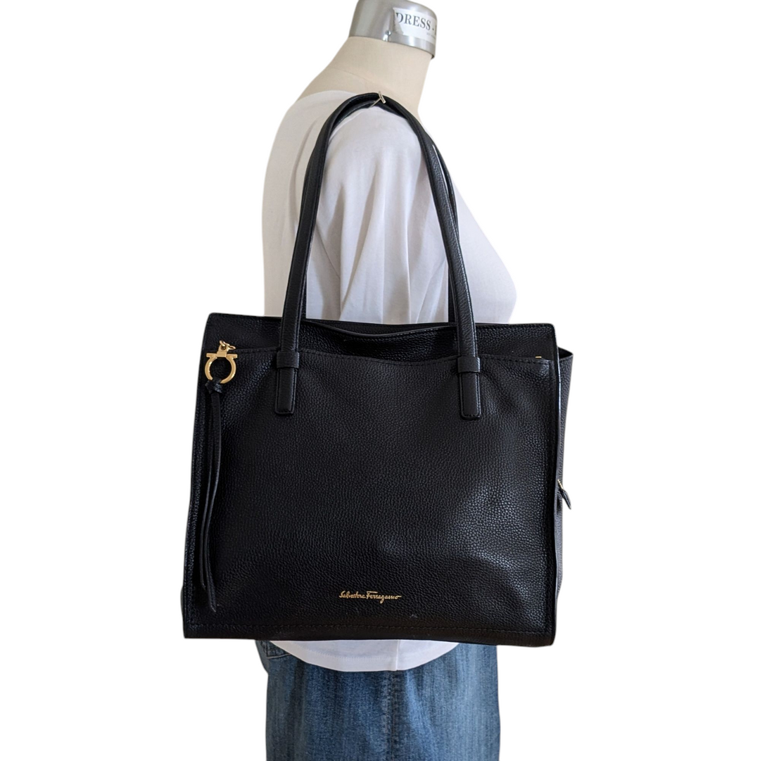 Salvatore Ferragamo Black Leather Tote