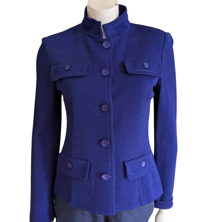 St John Blue Knit Jacket Size 4