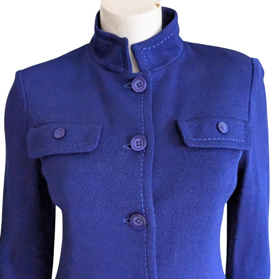 St John Blue Knit Jacket Size 4