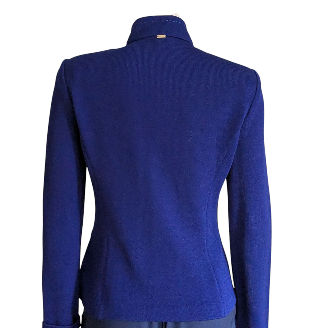 St John Blue Knit Jacket Size 4