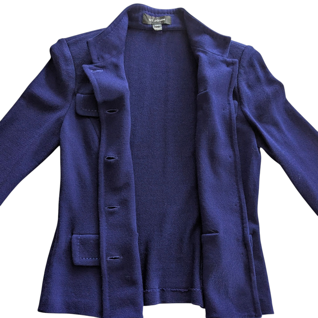 St John Blue Knit Jacket Size 4