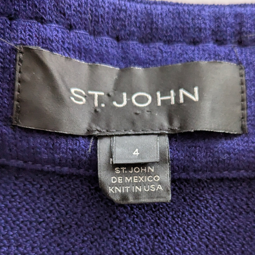 St John Blue Knit Jacket Size 4