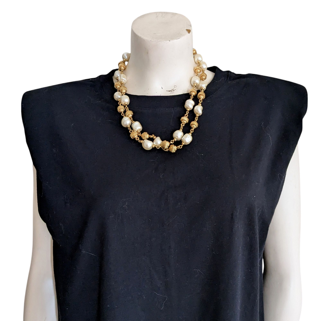 St John Vintage Pearl and Gold Necklace