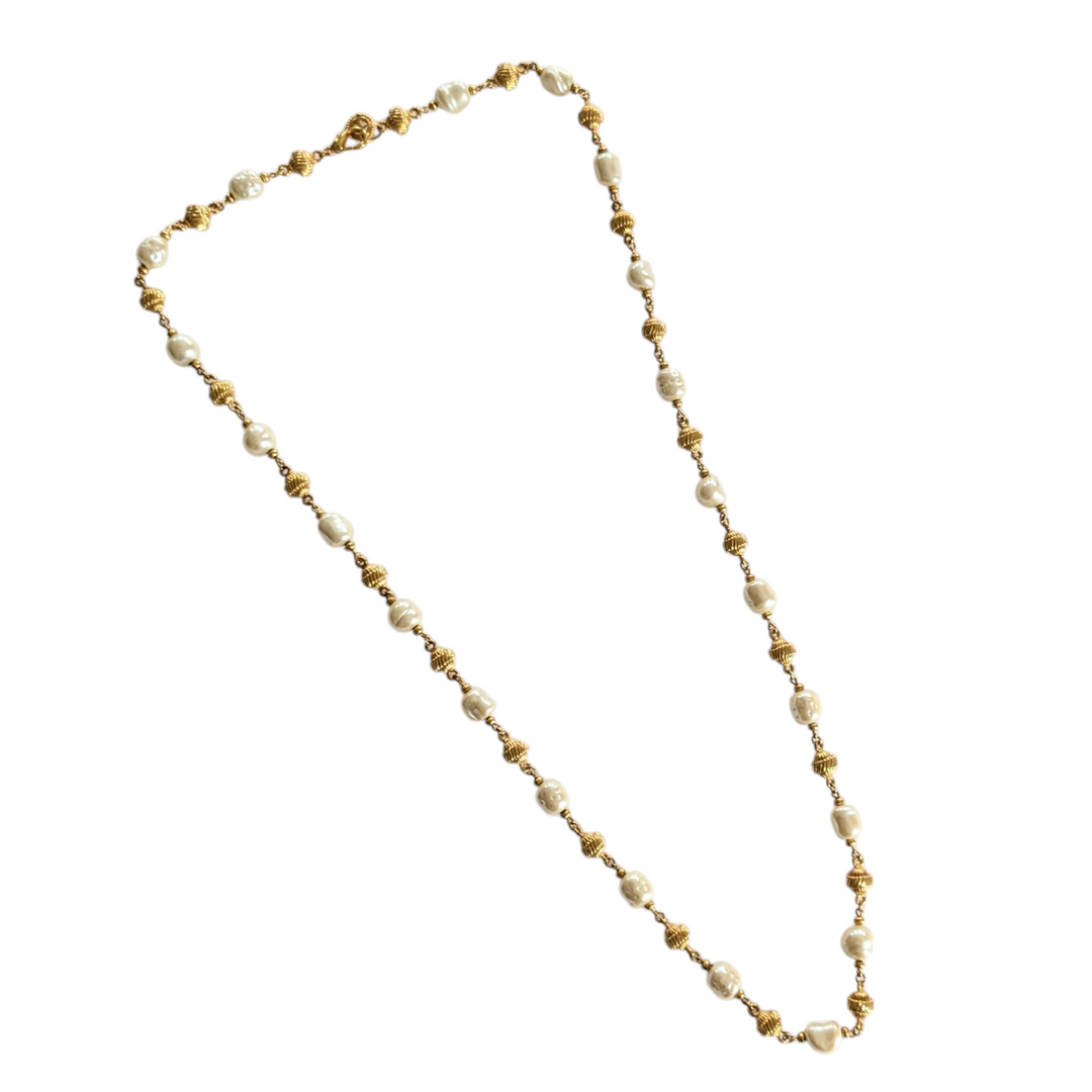 St John Vintage Pearl and Gold Necklace