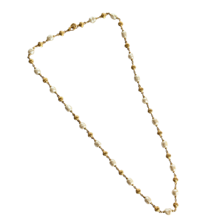 St John Vintage Pearl and Gold Necklace