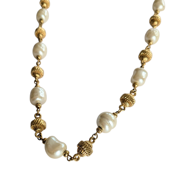 St John Vintage Pearl and Gold Necklace