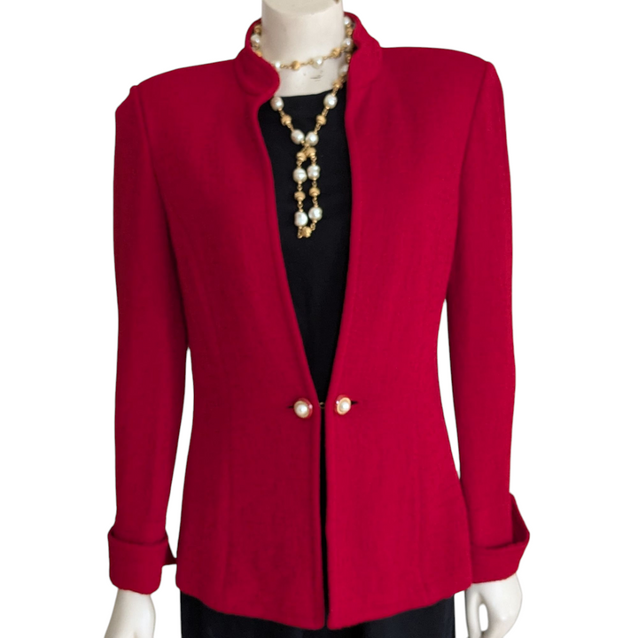 St John Vintage Red Knit Blazer